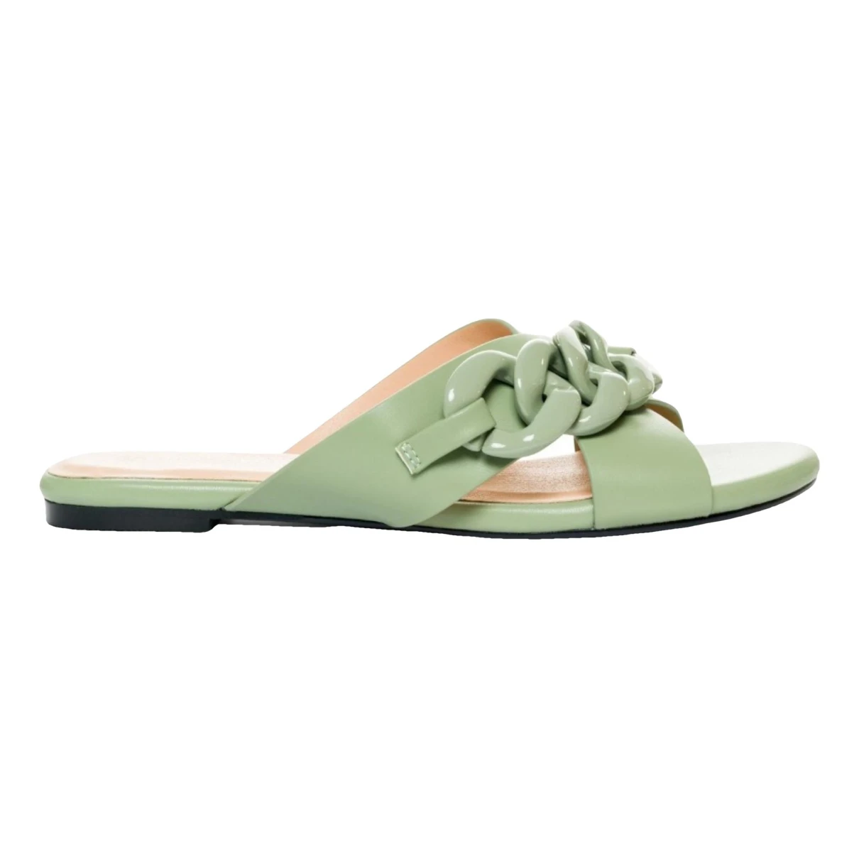 Pre-owned André Vegan Leather Sandals In Green