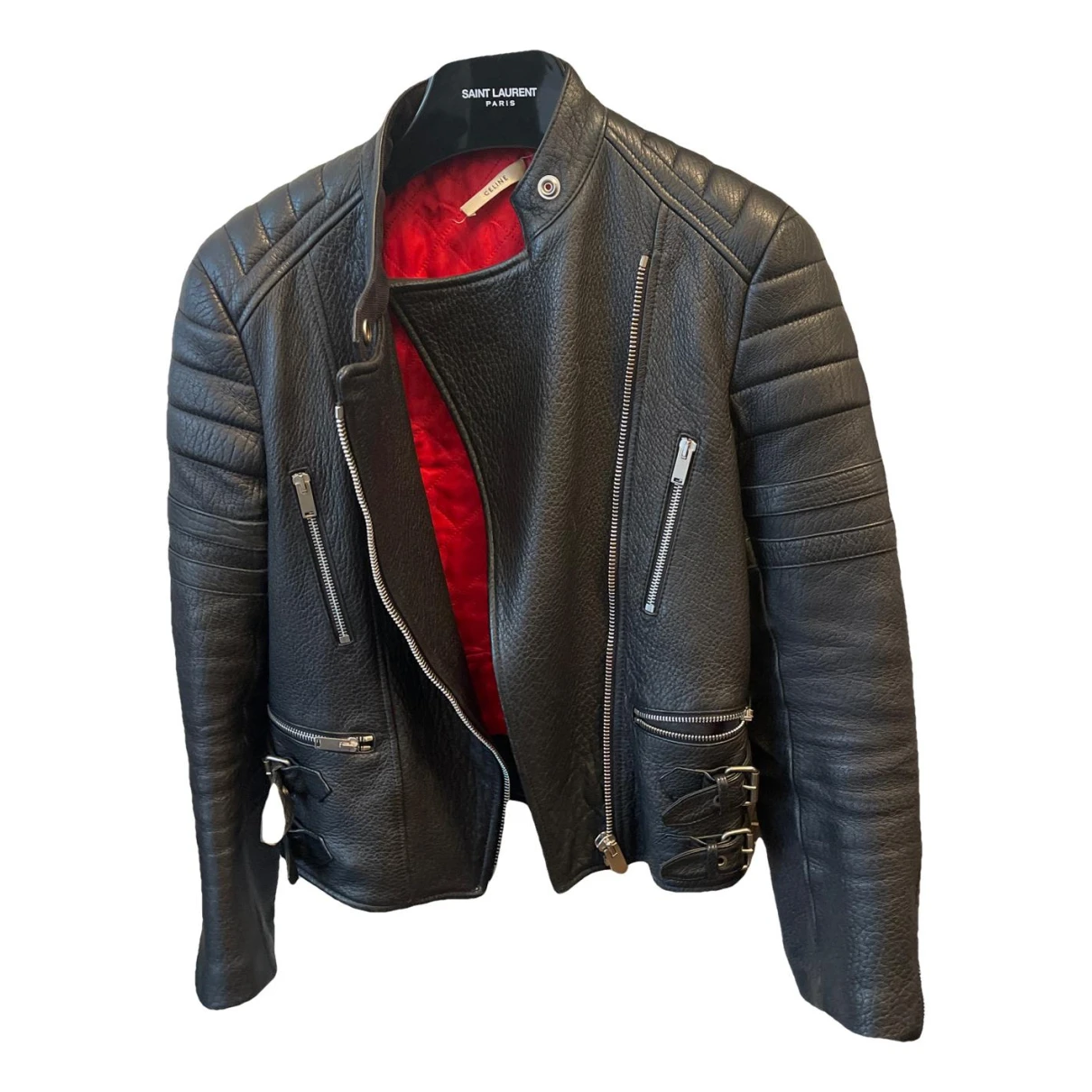 Pre-owned Celine Leather Jacket In Black