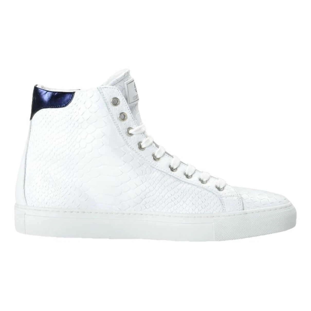 Pre-owned Roberto Cavalli Leather High Trainers In White