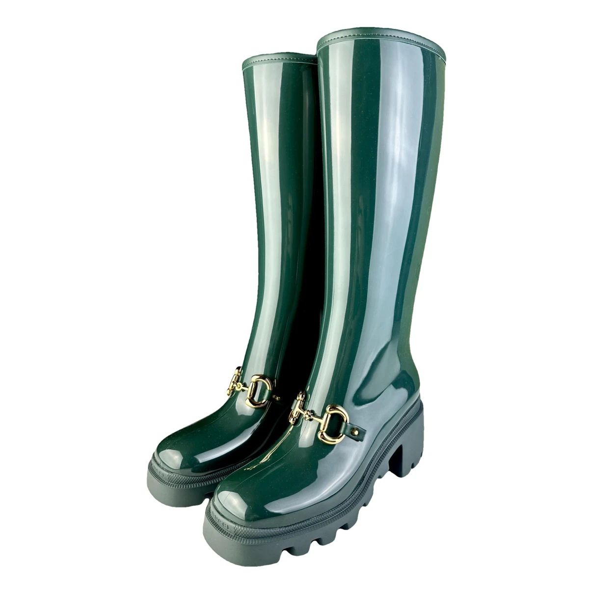 Pre-owned Gucci Wellington Boots In Green
