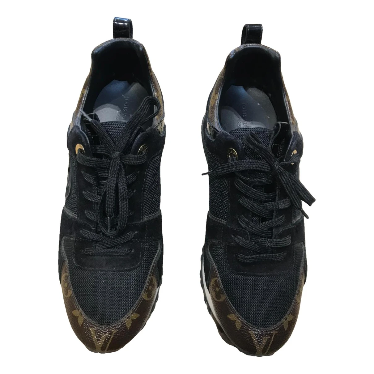 Pre-owned Louis Vuitton Run Away Leather Trainers In Black
