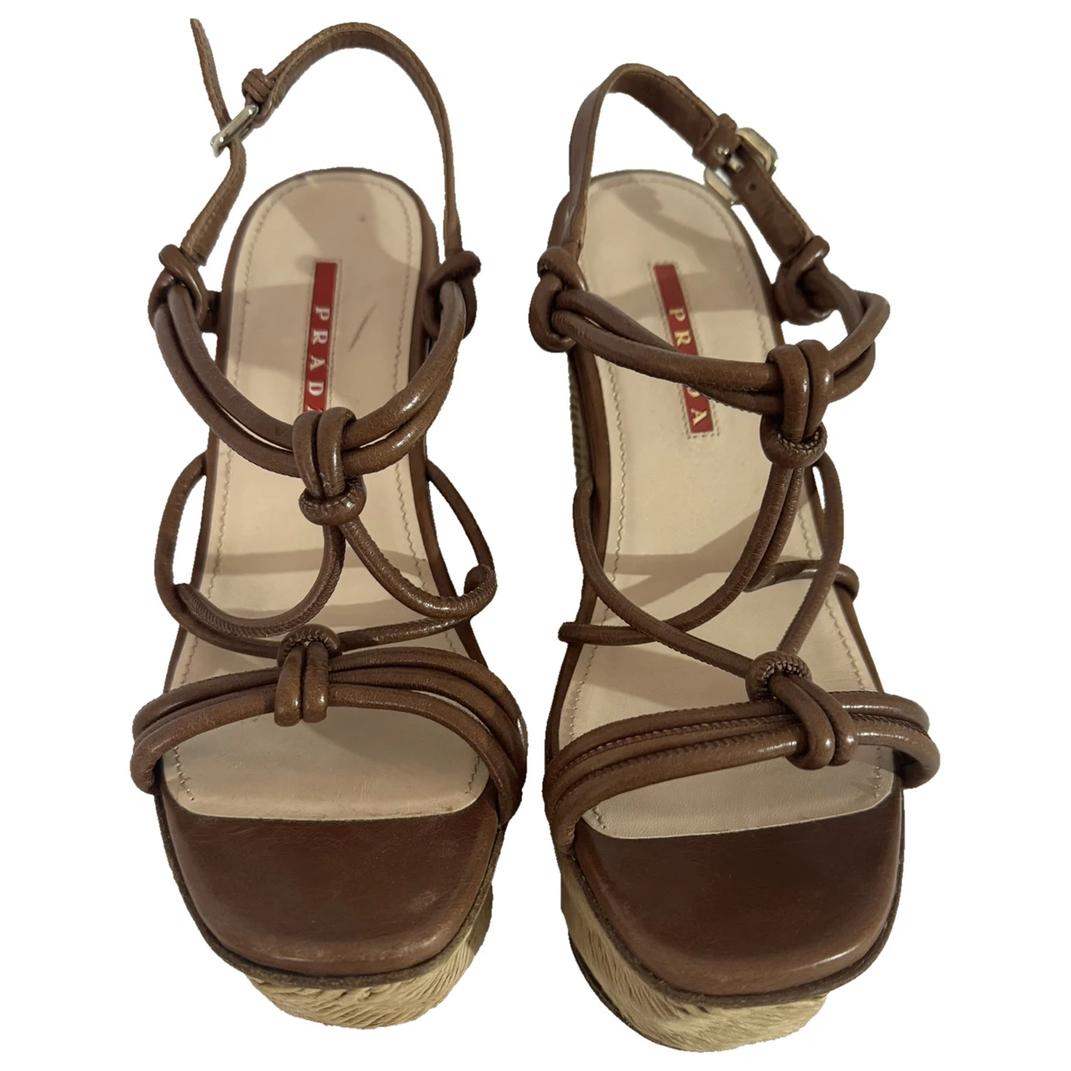 Pre-owned Prada Leather Sandals In Brown