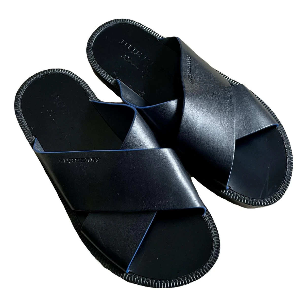 Pre-owned Burberry Leather Sandal In Black