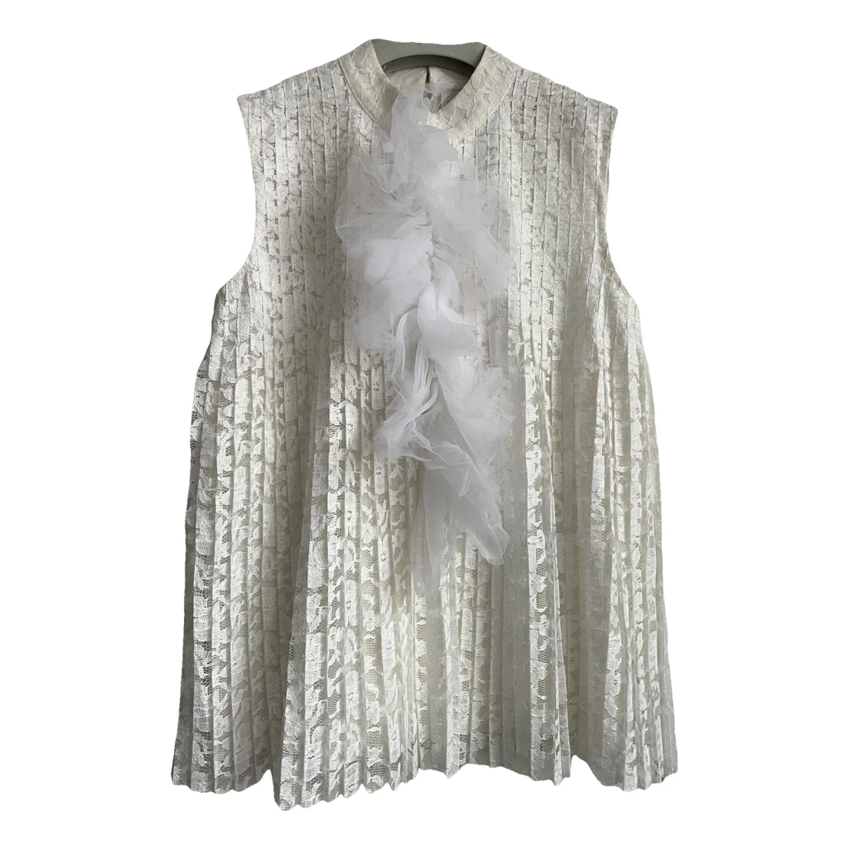 Pre-owned Huishan Zhang Lace Blouse In White