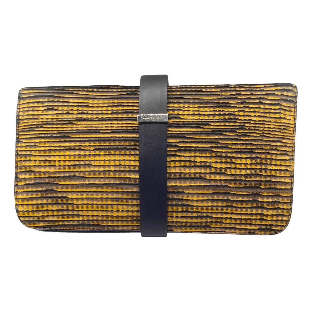 Pre-owned Calvin Klein Cloth Clutch Bag In Yellow