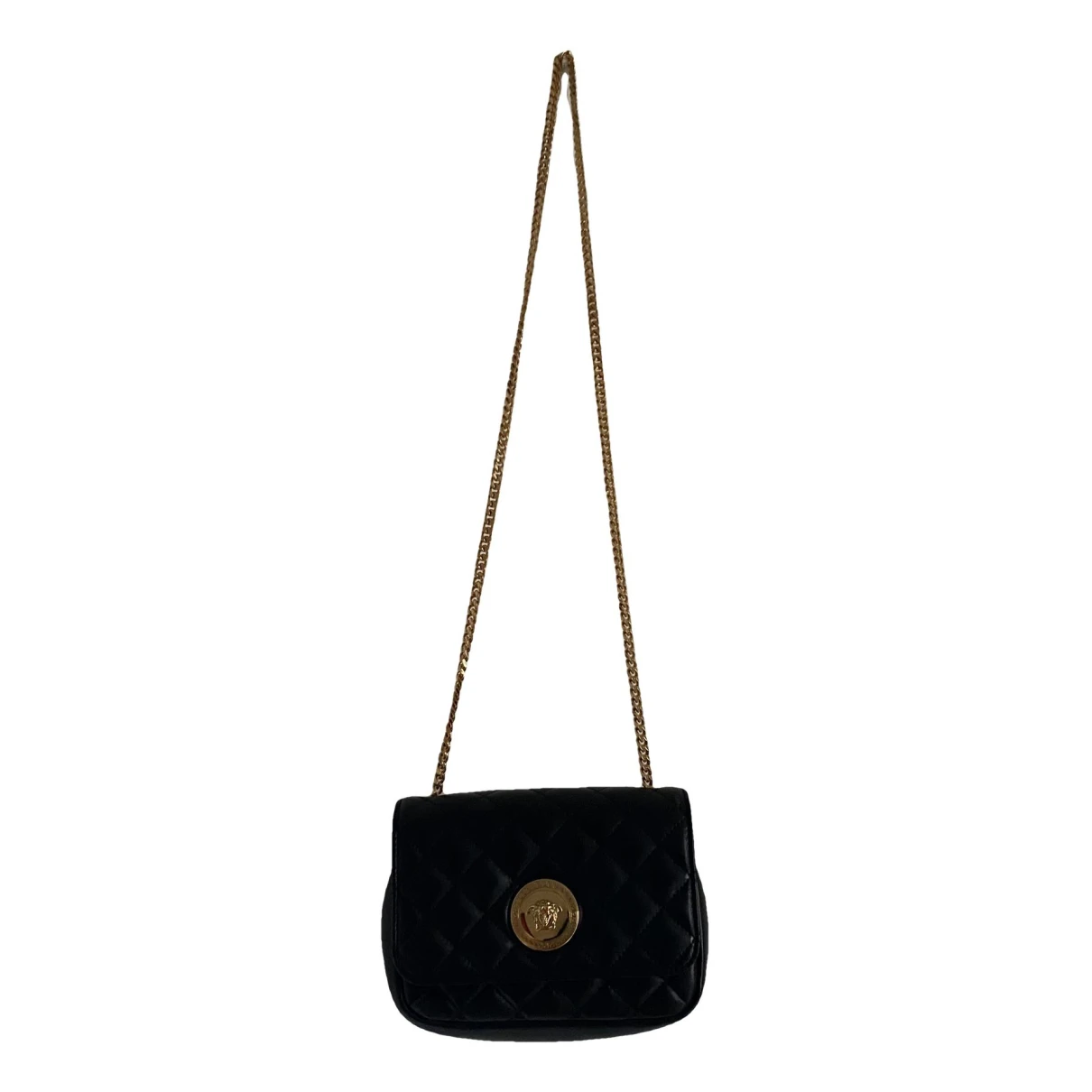 Pre-owned Versace Leather Clutch Bag In Black