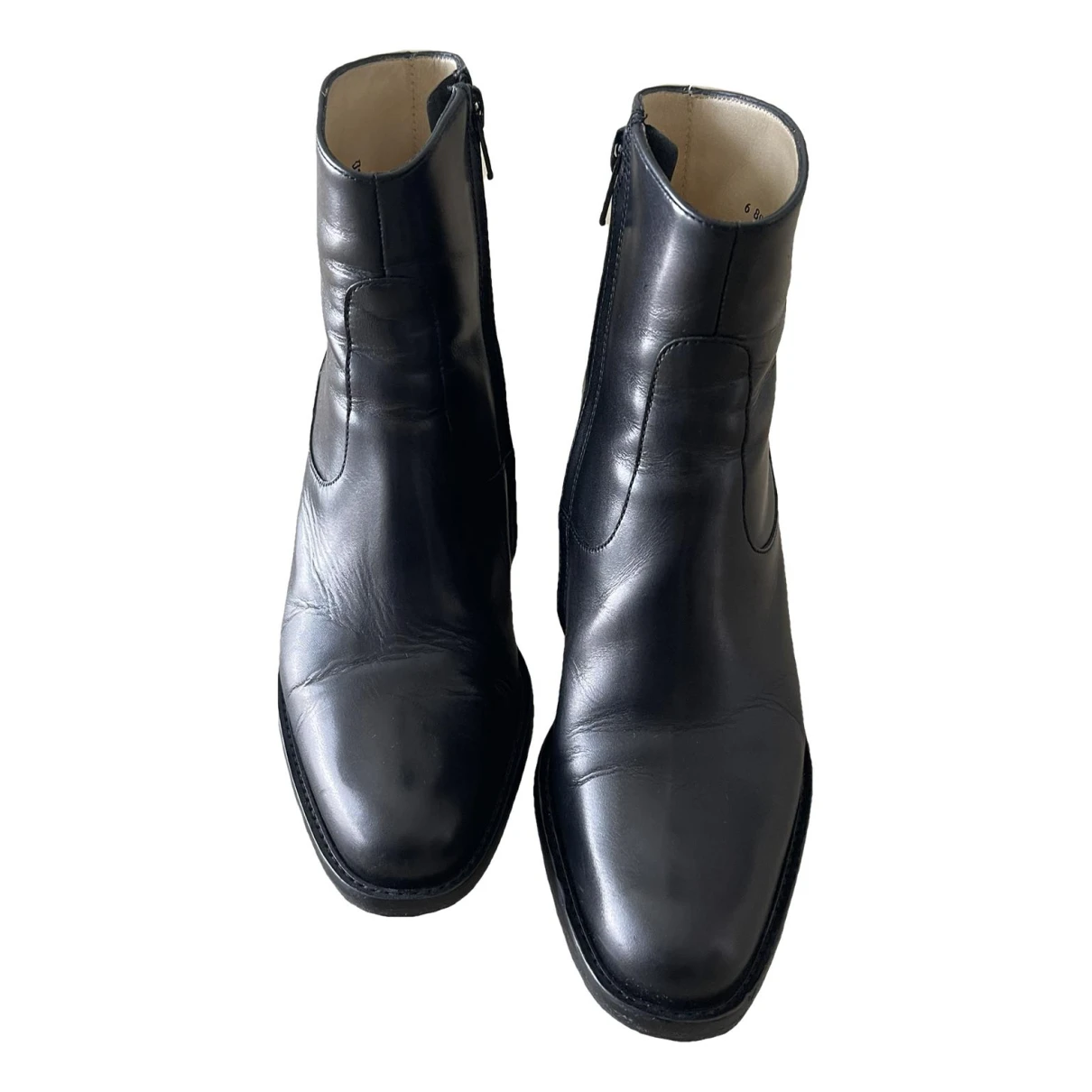 Pre-owned Free Lance Leather Ankle Boots In Black