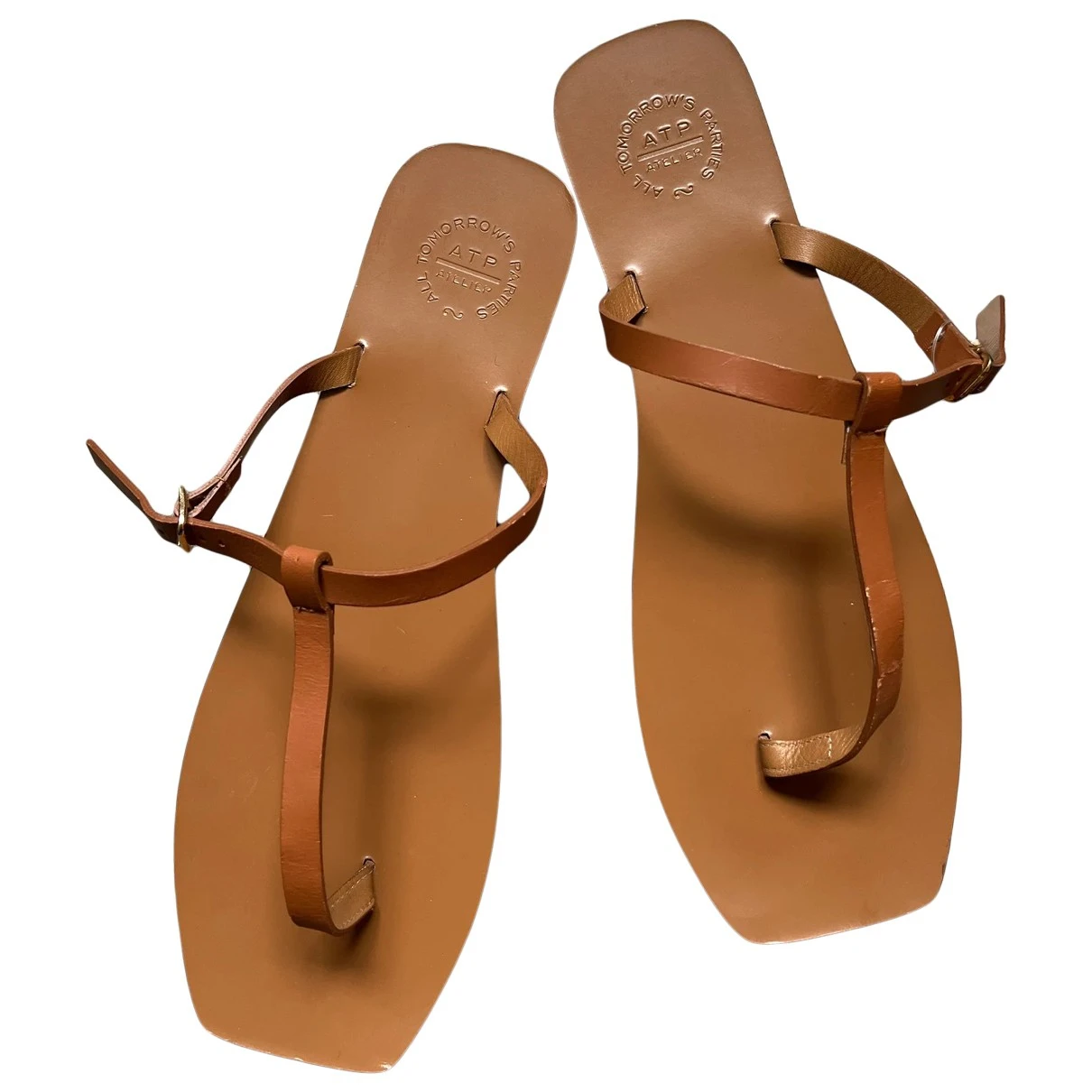 Pre-owned Atp Atelier Leather Sandal In Brown