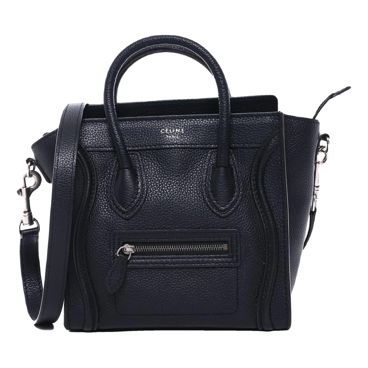 Pre-owned Celine Luggage Leather Crossbody Bag In Black