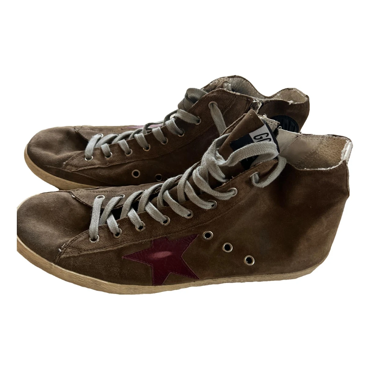 Pre-owned Golden Goose Francy High Trainers In Brown