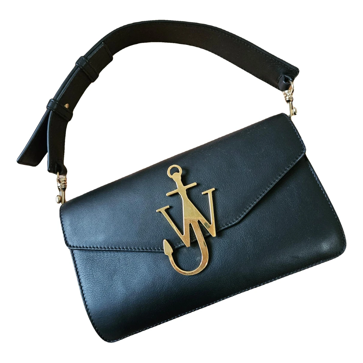 Pre-owned Jw Anderson Logo Leather Handbag In Black