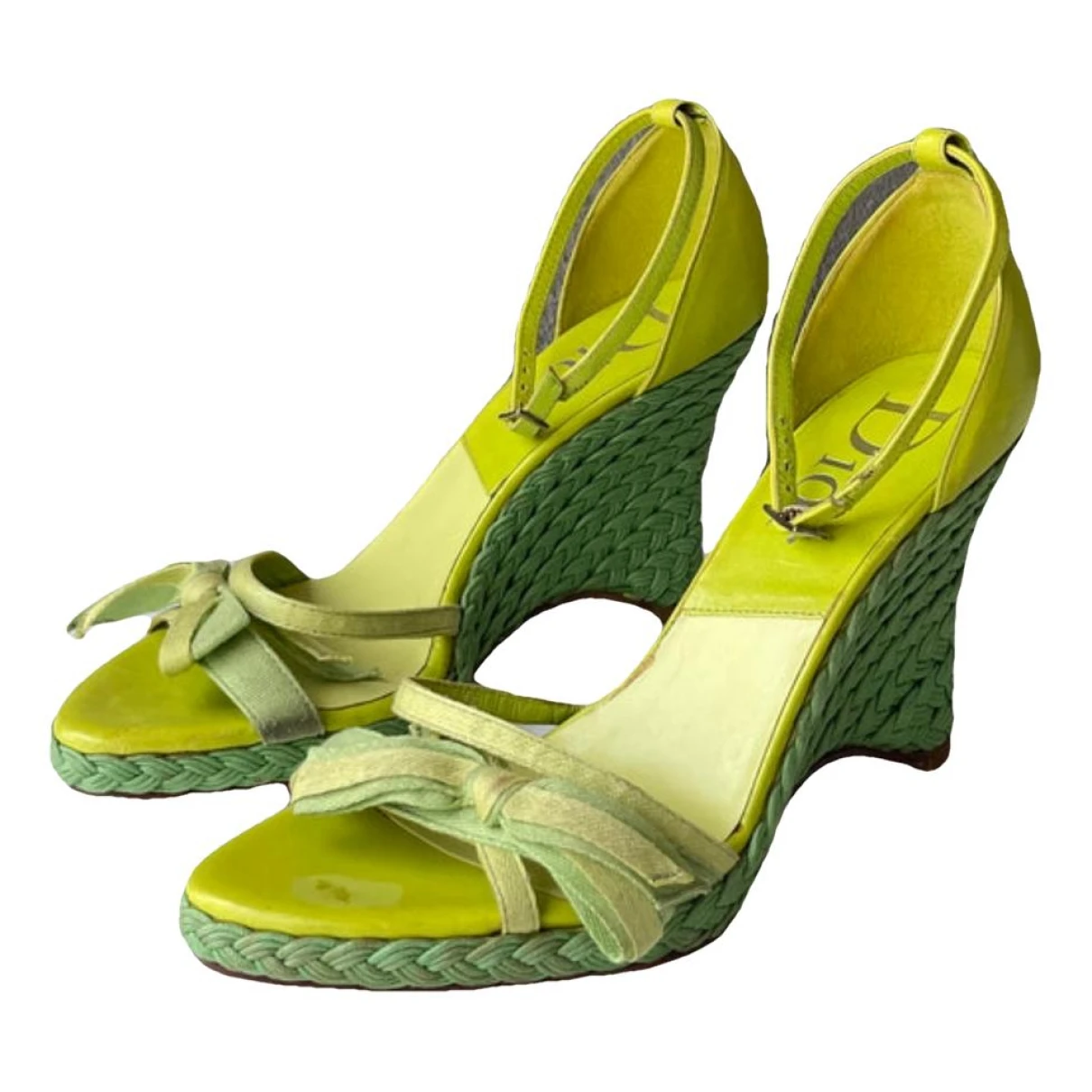 Pre-owned Dior Leather Heels In Green