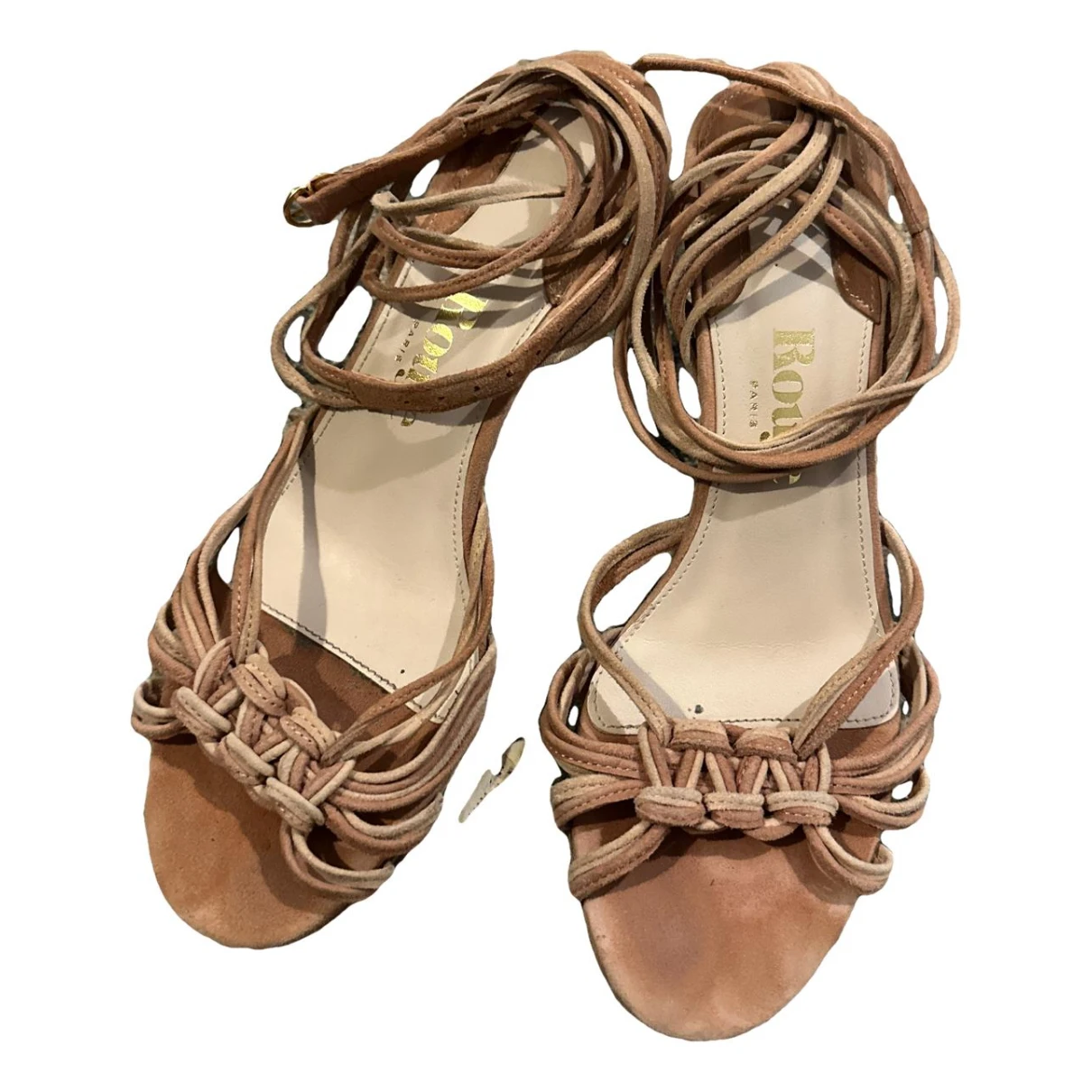 Pre-owned Rouje Penelope Leather Sandals In Pink