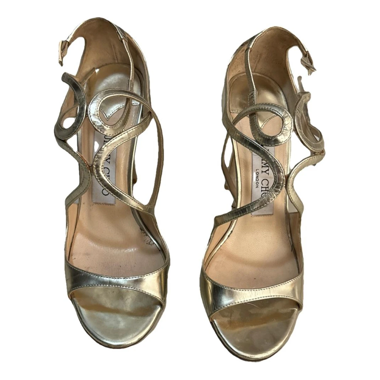 Pre-owned Jimmy Choo Lance Leather Sandals In Gold