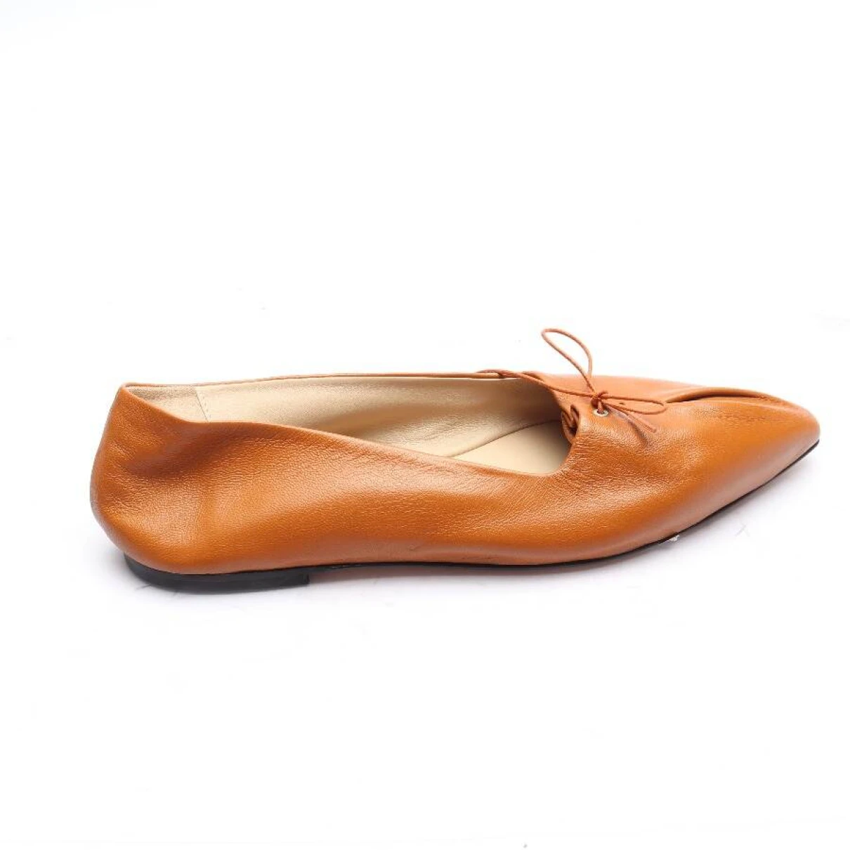Pre-owned Theory Leather Flats In Brown