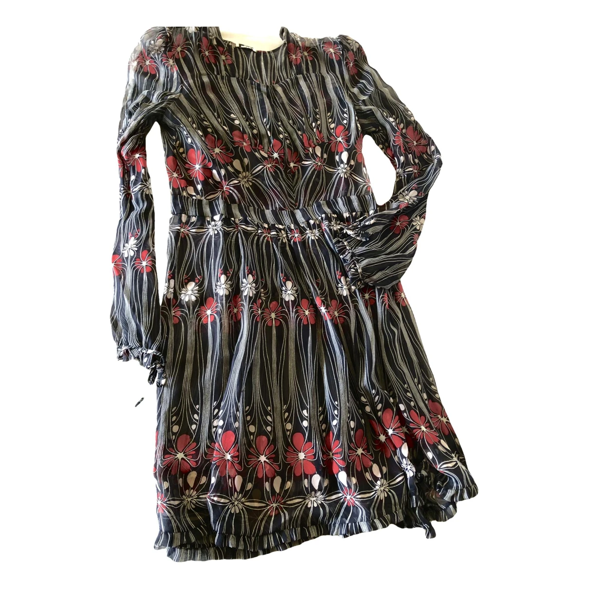 Pre-owned Miu Miu Silk Mid-length Dress In Multicolour