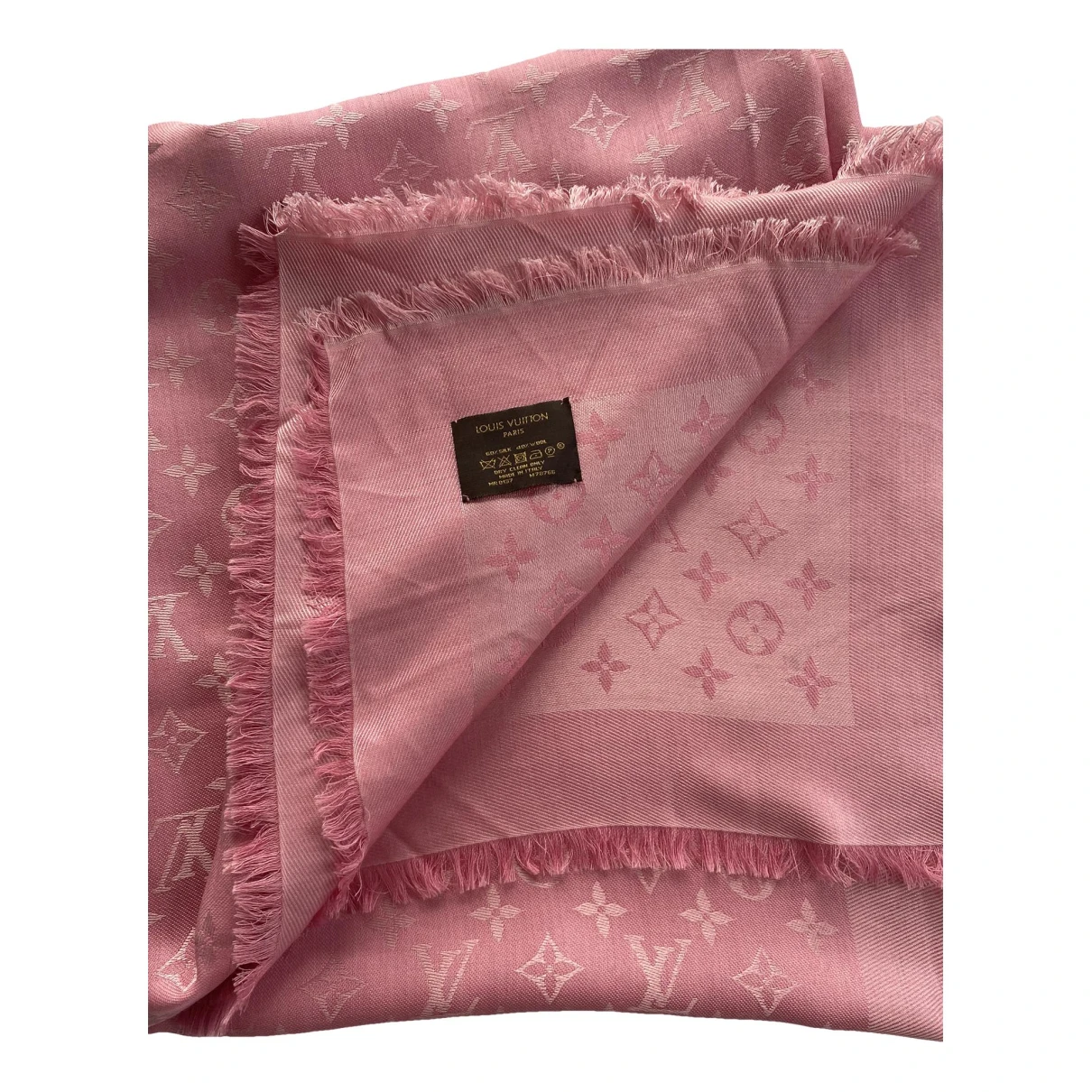 Pre-owned Louis Vuitton Châle Monogram Silk Scarf In Pink