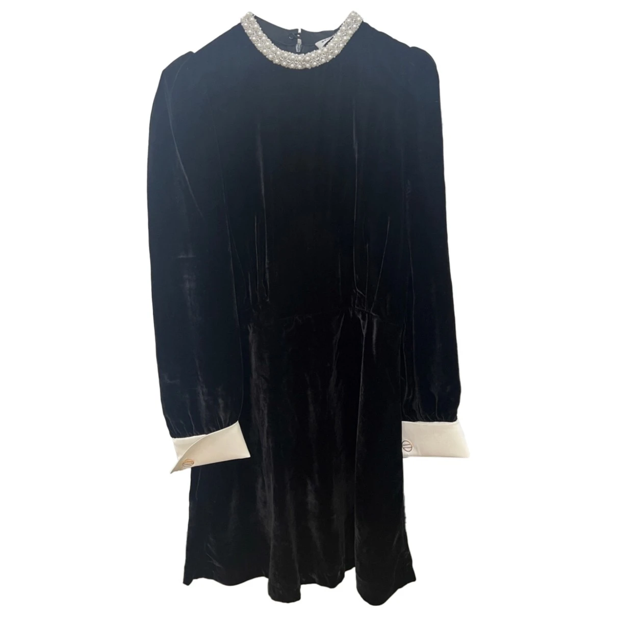 Pre-owned Sandro Velvet Mini Dress In Black