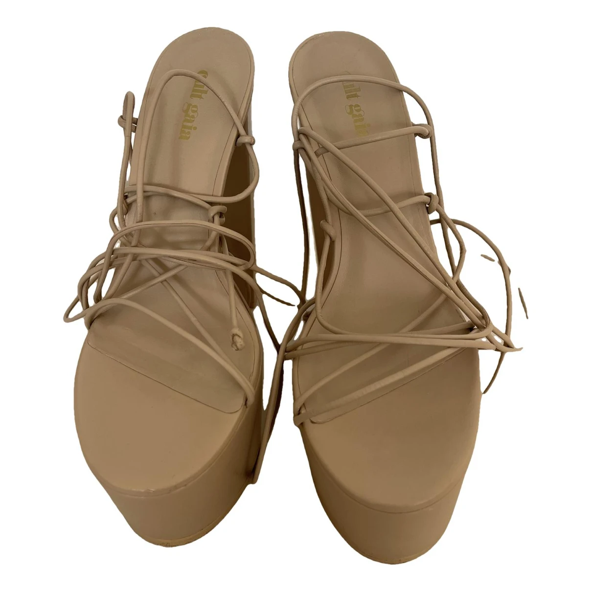 Pre-owned Cult Gaia Soleil Leather Sandals In Beige