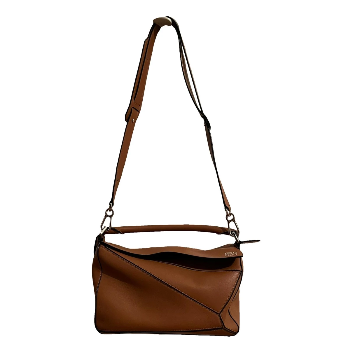 Pre-owned Loewe Puzzle Leather Crossbody Bag In Brown