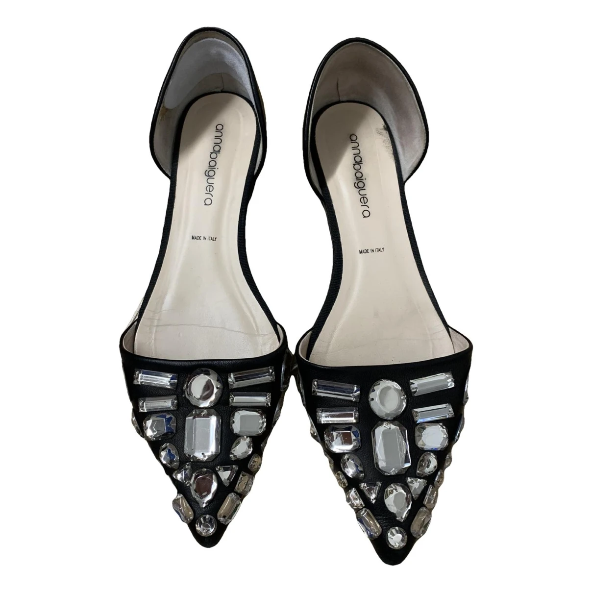 Pre-owned Anna Baiguera Leather Ballet Flats In Black