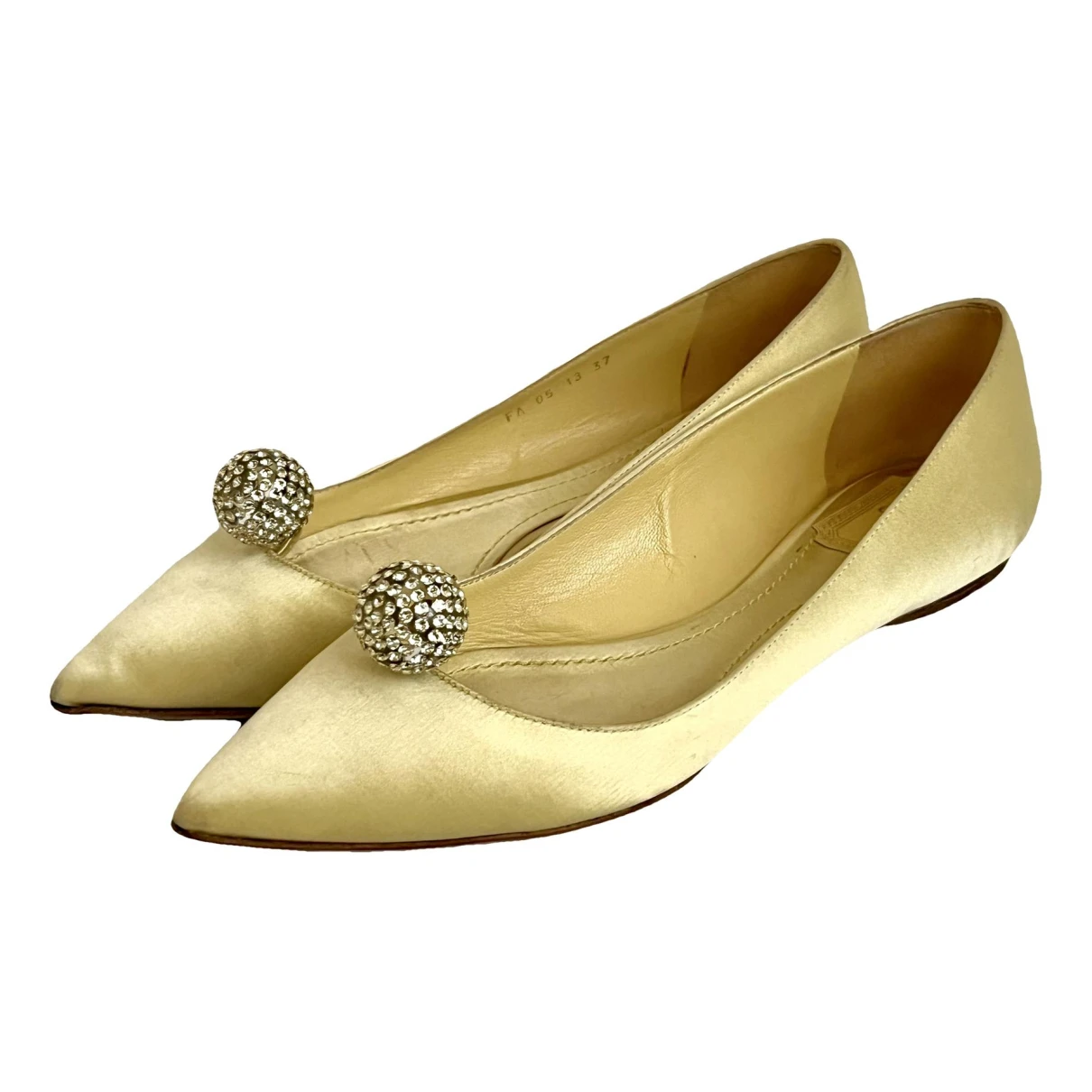 Pre-owned Dior Cloth Flats In Yellow