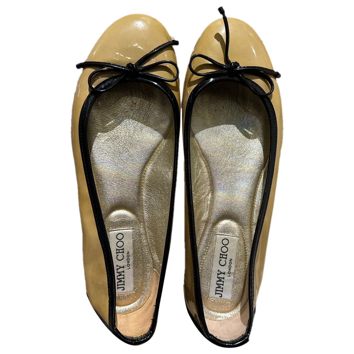 Pre-owned Jimmy Choo Leather Ballet Flats In Beige