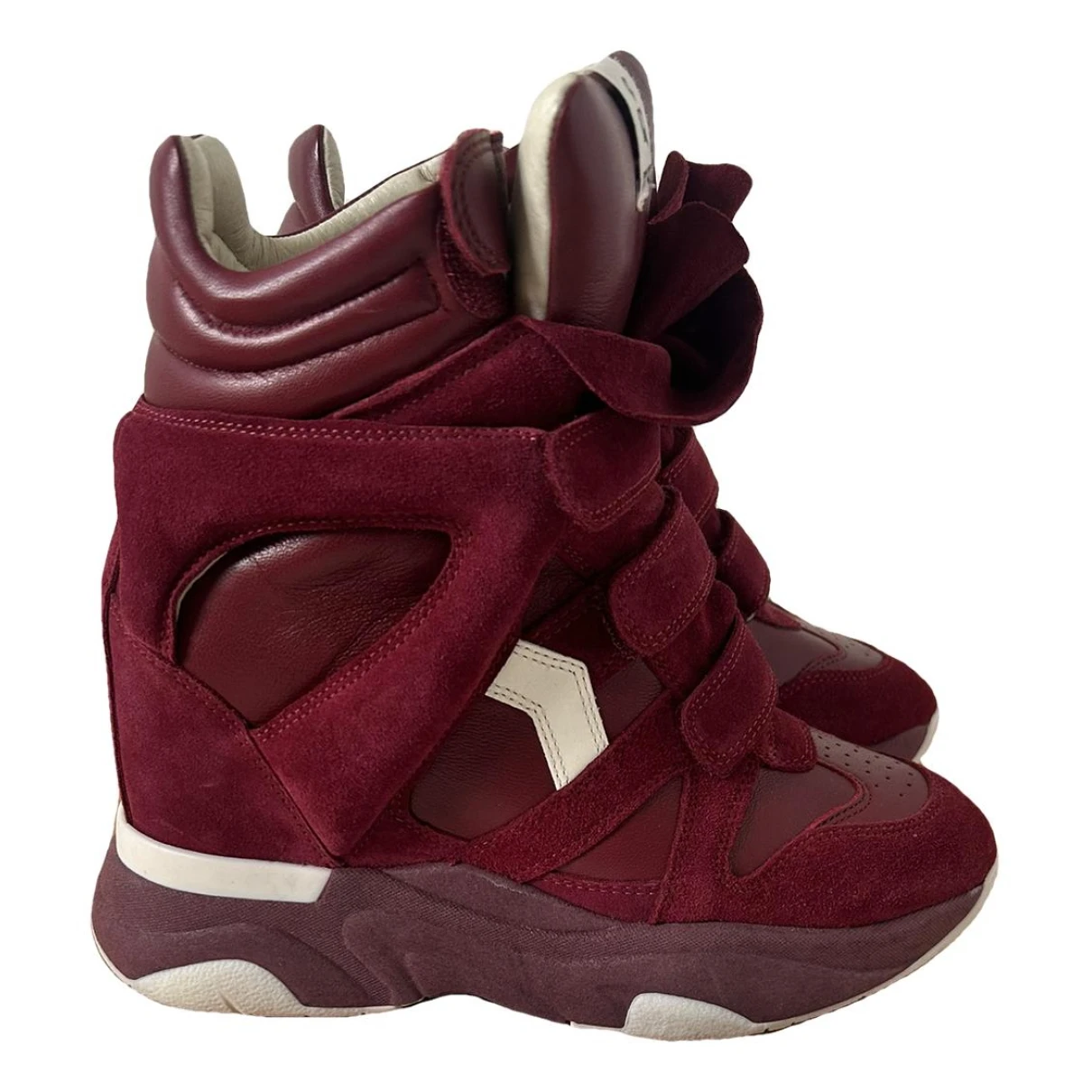 Pre-owned Isabel Marant Leather Trainers In Burgundy
