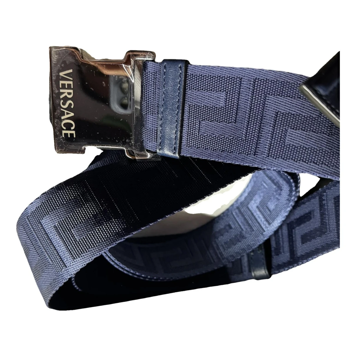 Pre-owned Versace Cloth Belt In Blue
