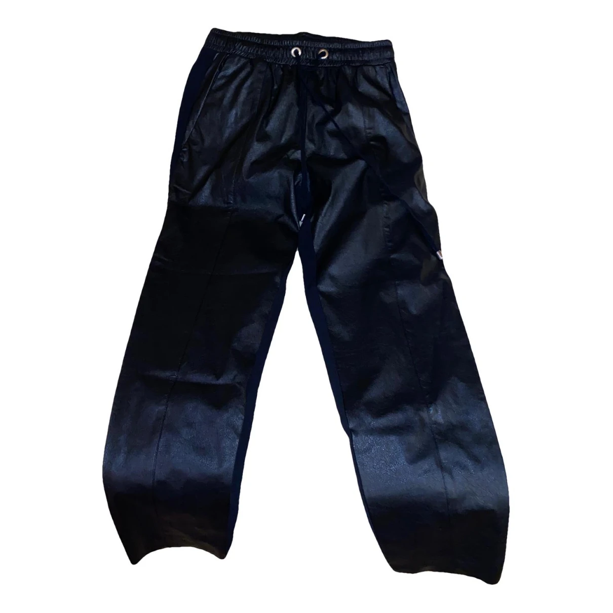 Pre-owned Pinko Leather Slim Pants In Black