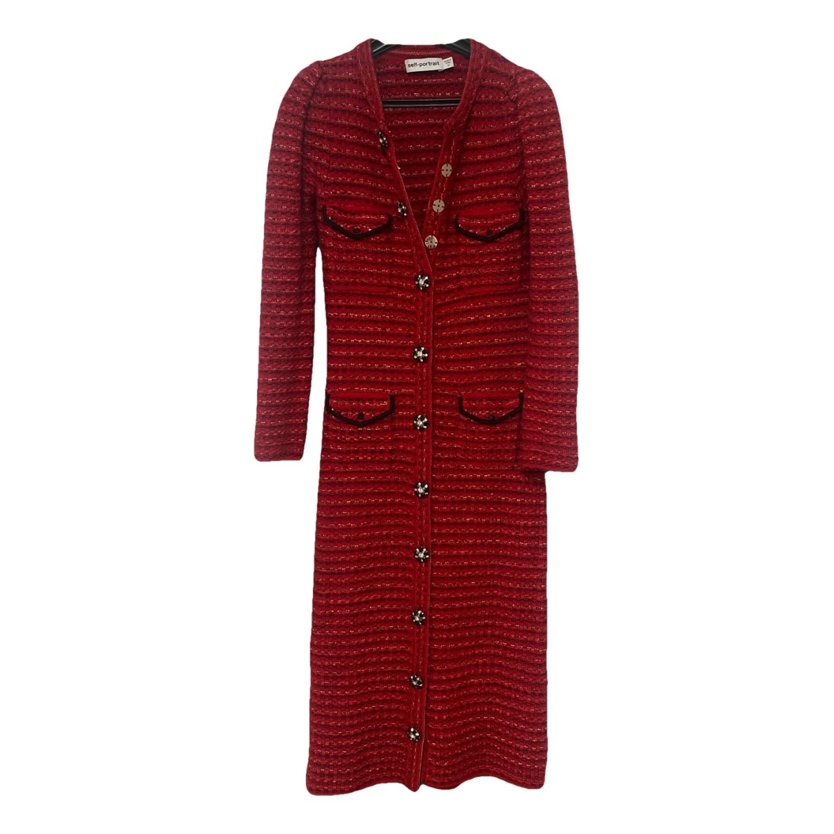Pre-owned Self-portrait Wool Maxi Dress In Red