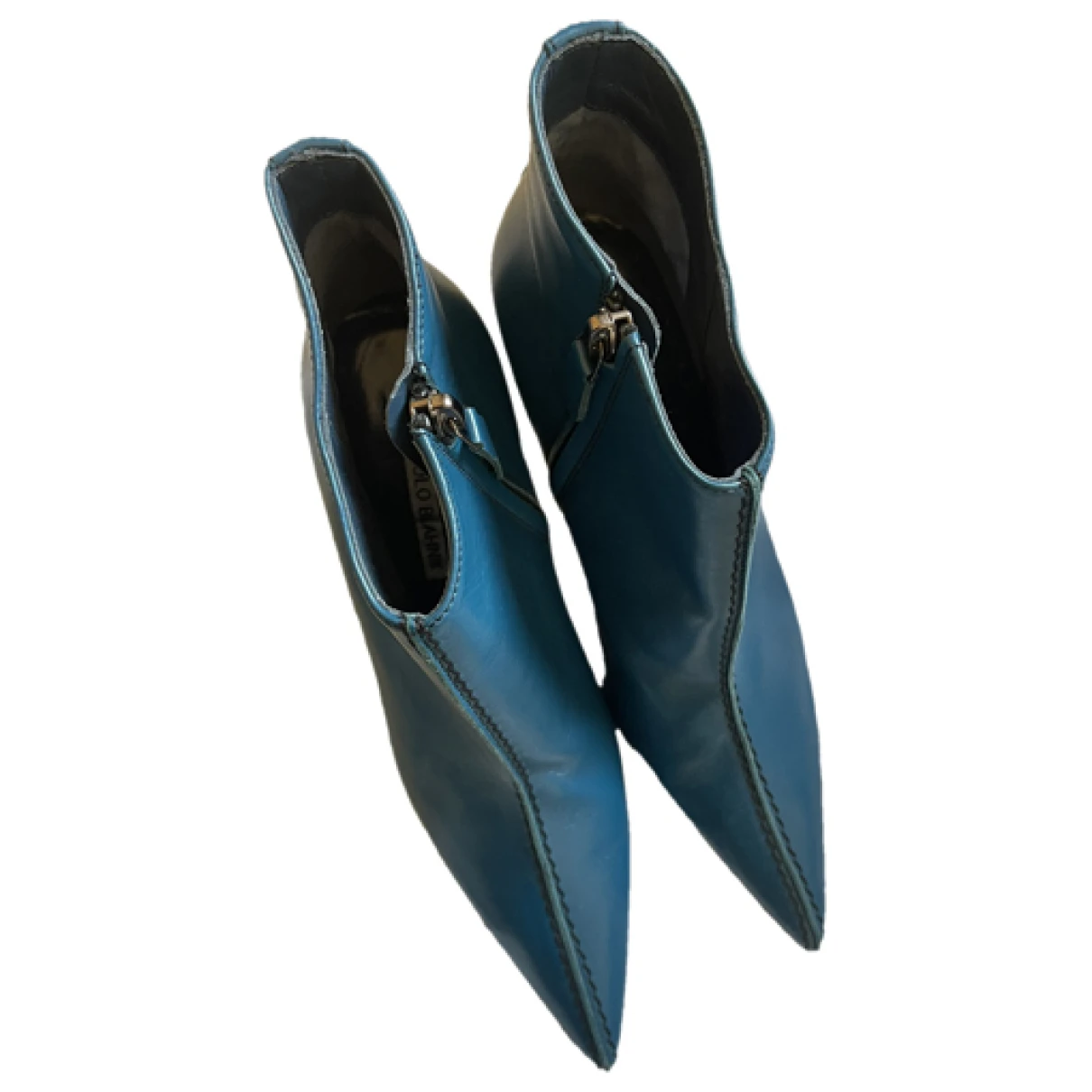 Pre-owned Manolo Blahnik Leather Boots In Blue