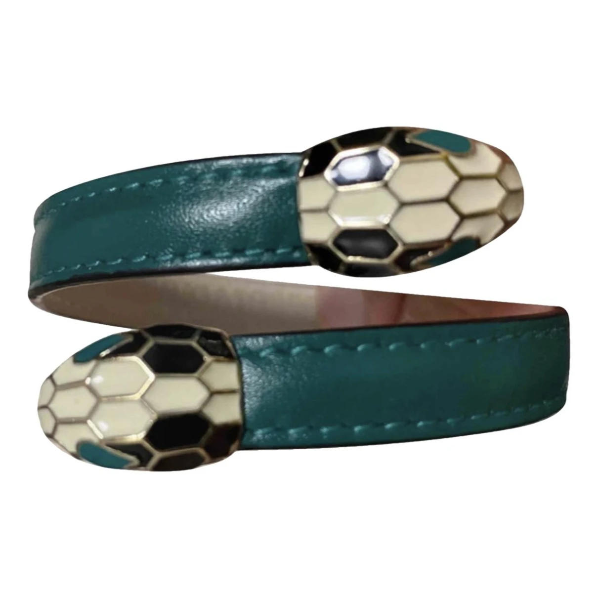 Pre-owned Bvlgari Leather Bracelet In Green