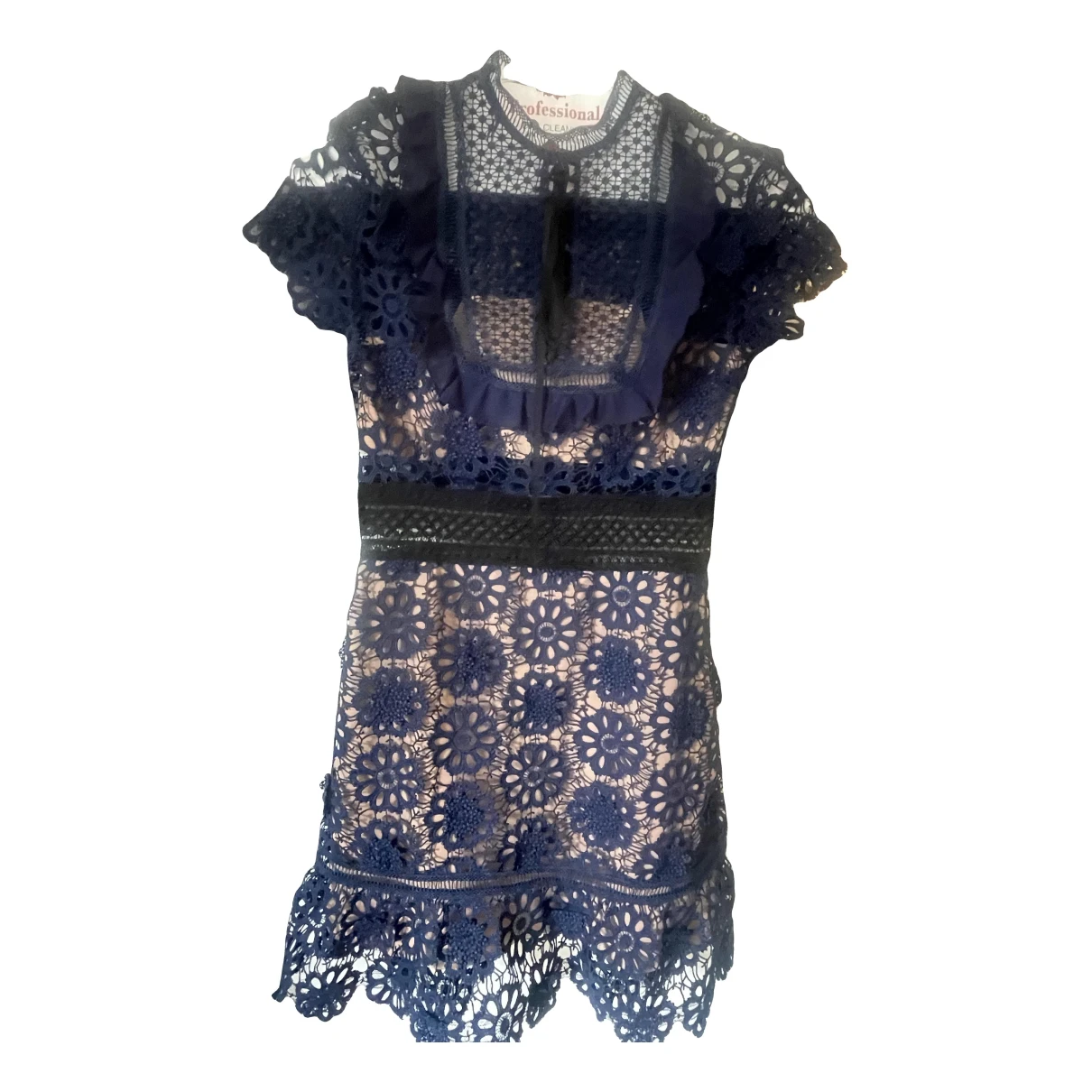 Pre-owned Self-portrait Lace Mini Dress In Navy