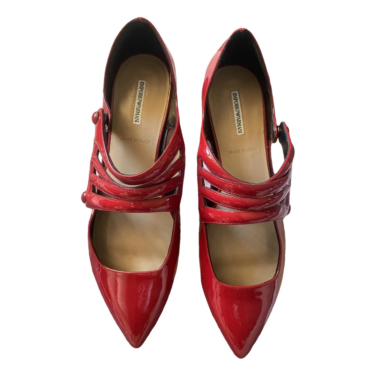 Pre-owned Emporio Armani Leather Ballet Flats In Red