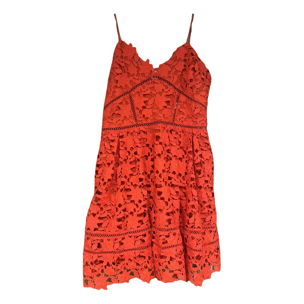 Pre-owned Self-portrait Lace Mini Dress In Red