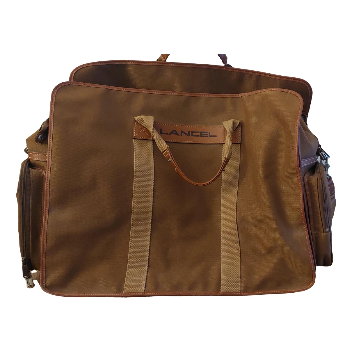 Pre-owned Lancel Cloth Travel Bag In Camel