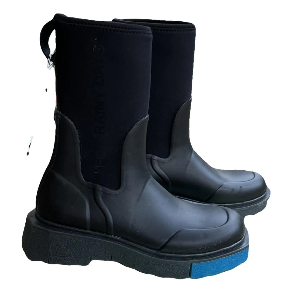 Pre-owned Off-white Cloth Wellington Boots In Black