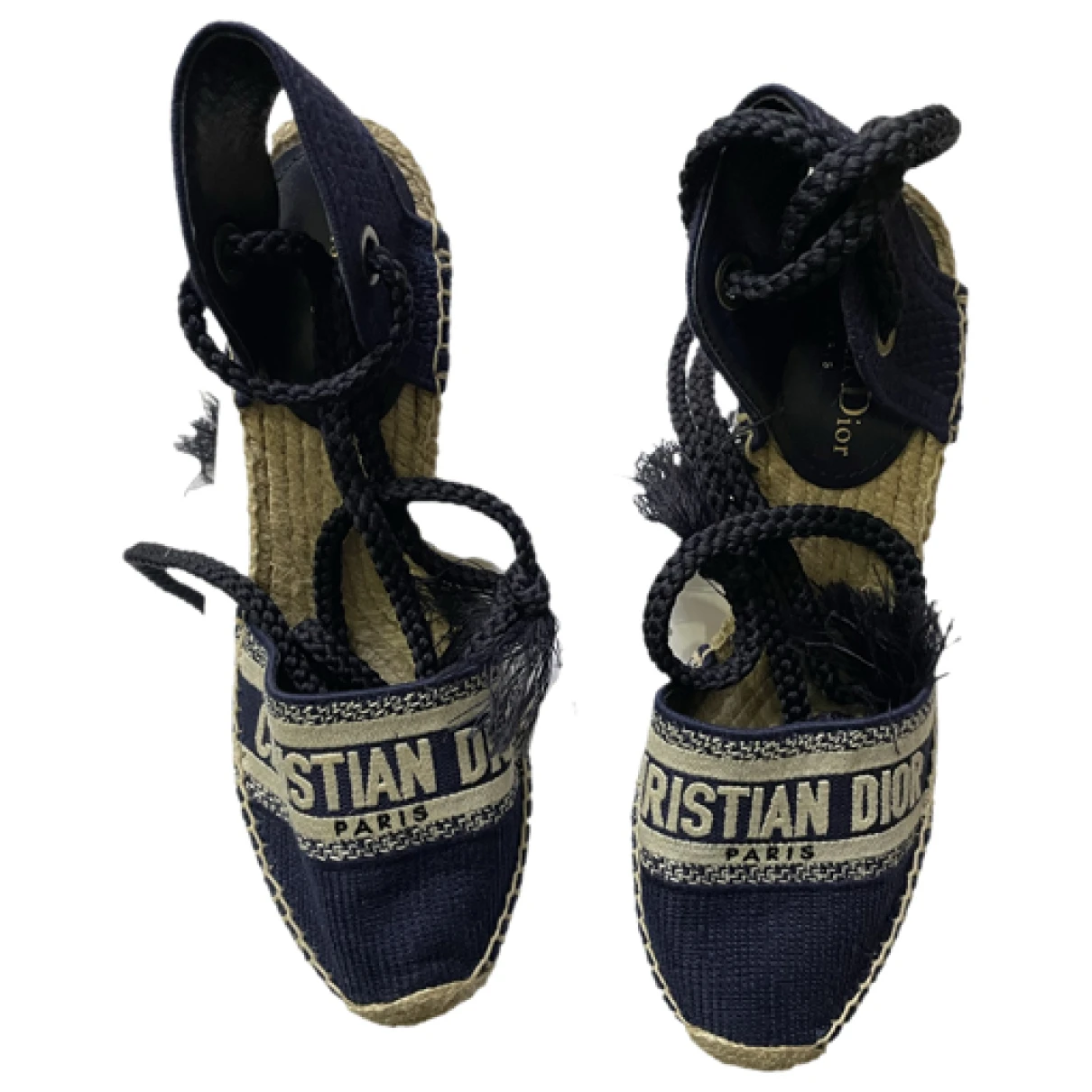 Pre-owned Dior Granville Cloth Espadrilles In Navy