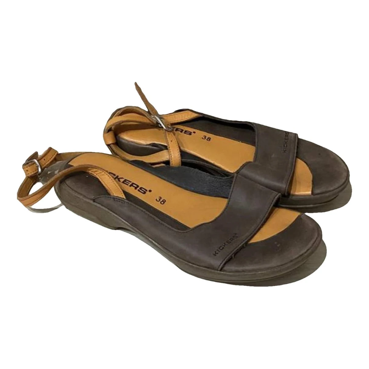 Pre-owned Kickers Leather Sandal In Brown