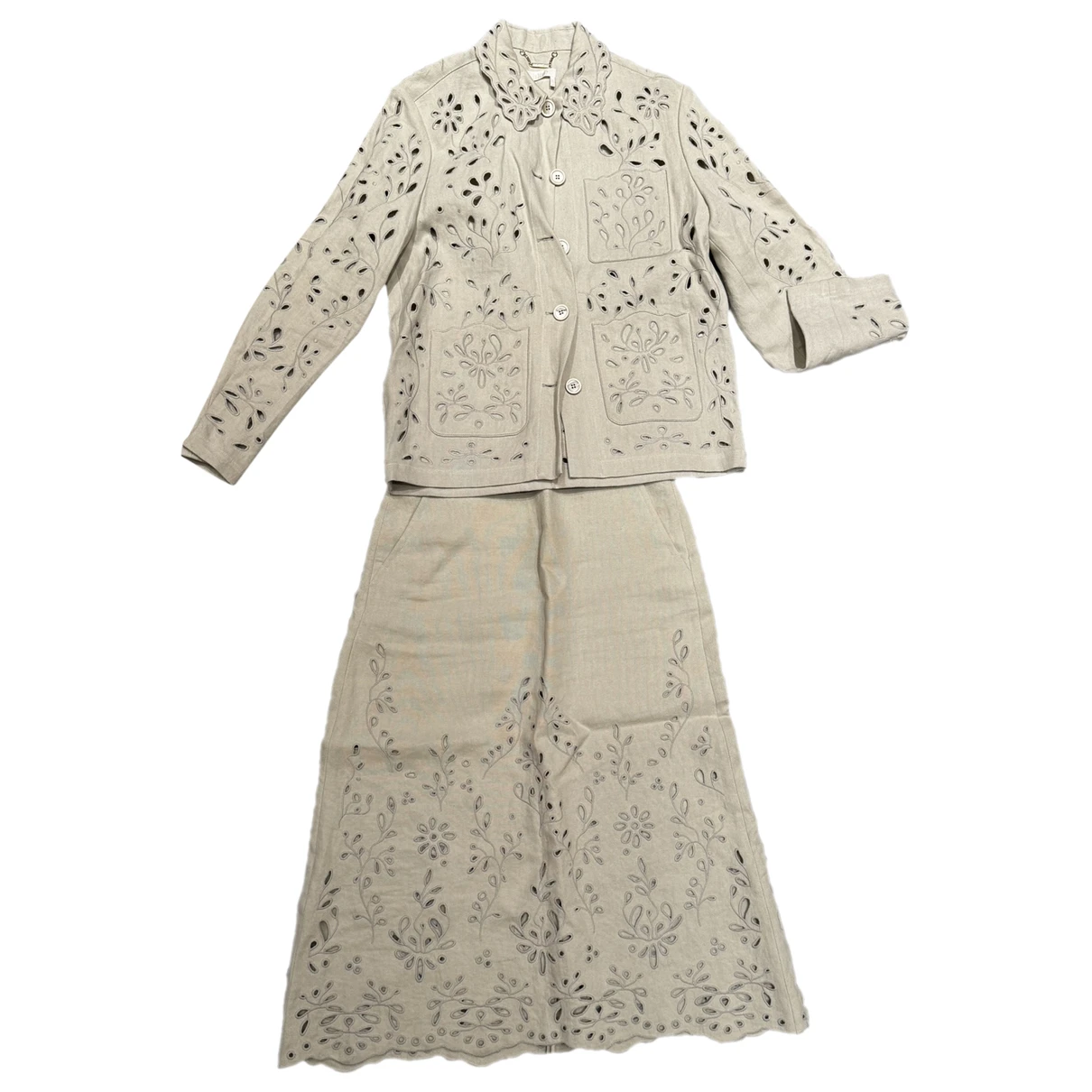 Pre-owned Chloé Linen Mid-length Dress In Beige