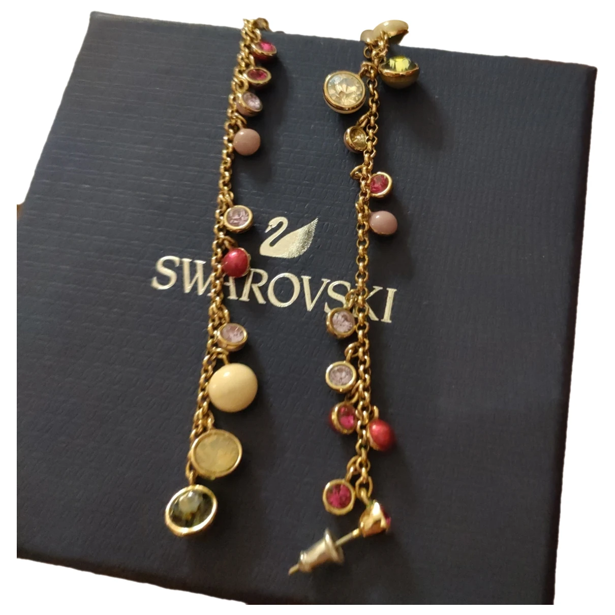 Pre-owned Swarovski Silver Earrings In Gold