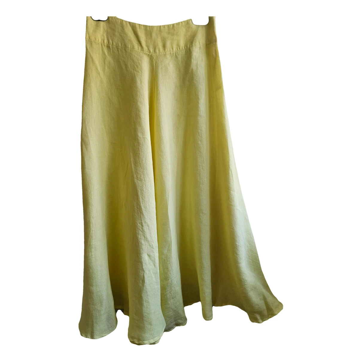 Pre-owned 120% Lino Linen Maxi Skirt In Yellow
