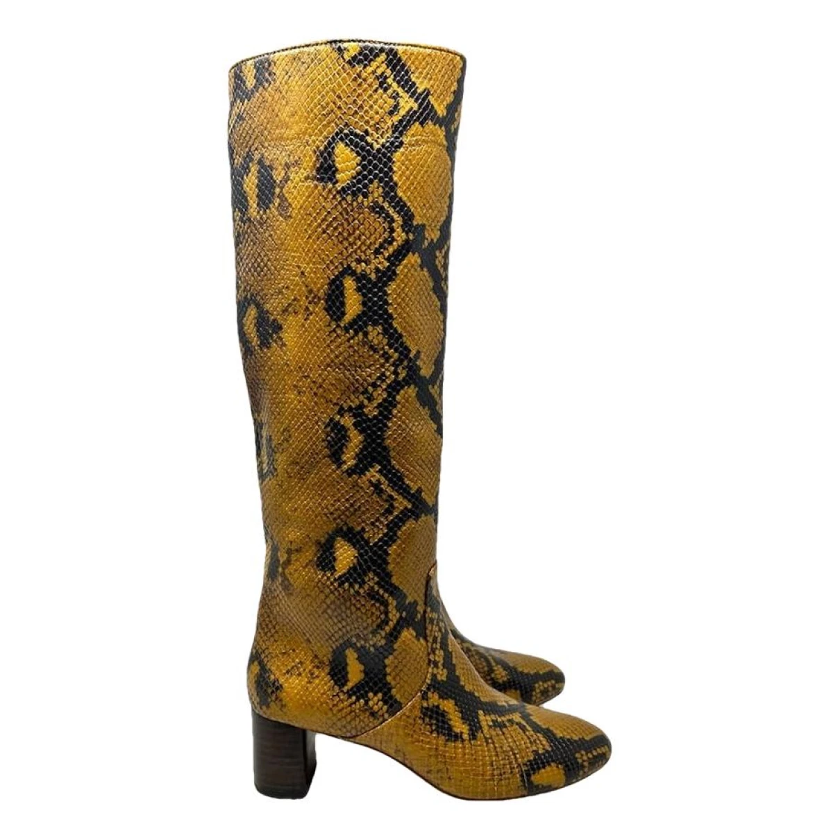 Pre-owned Loeffler Randall Leather Riding Boots In Gold