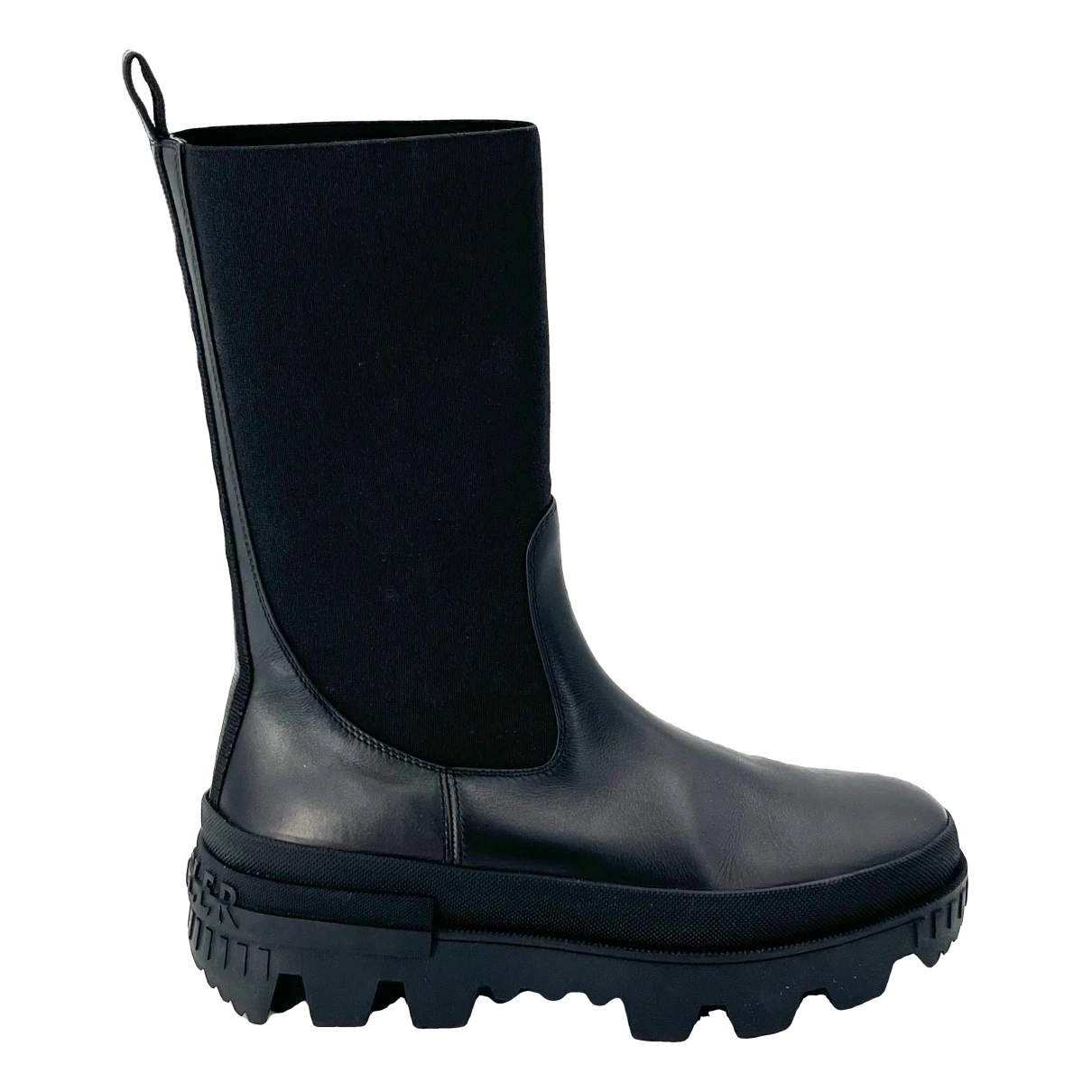 Pre-owned Moncler Cloth Boots In Black