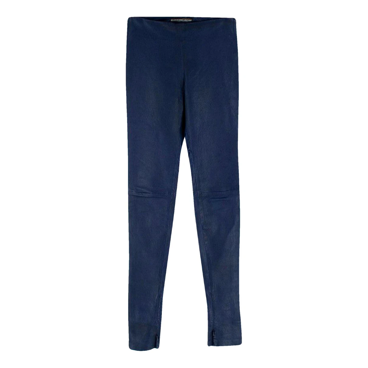 Pre-owned Balenciaga Leather Trousers In Blue