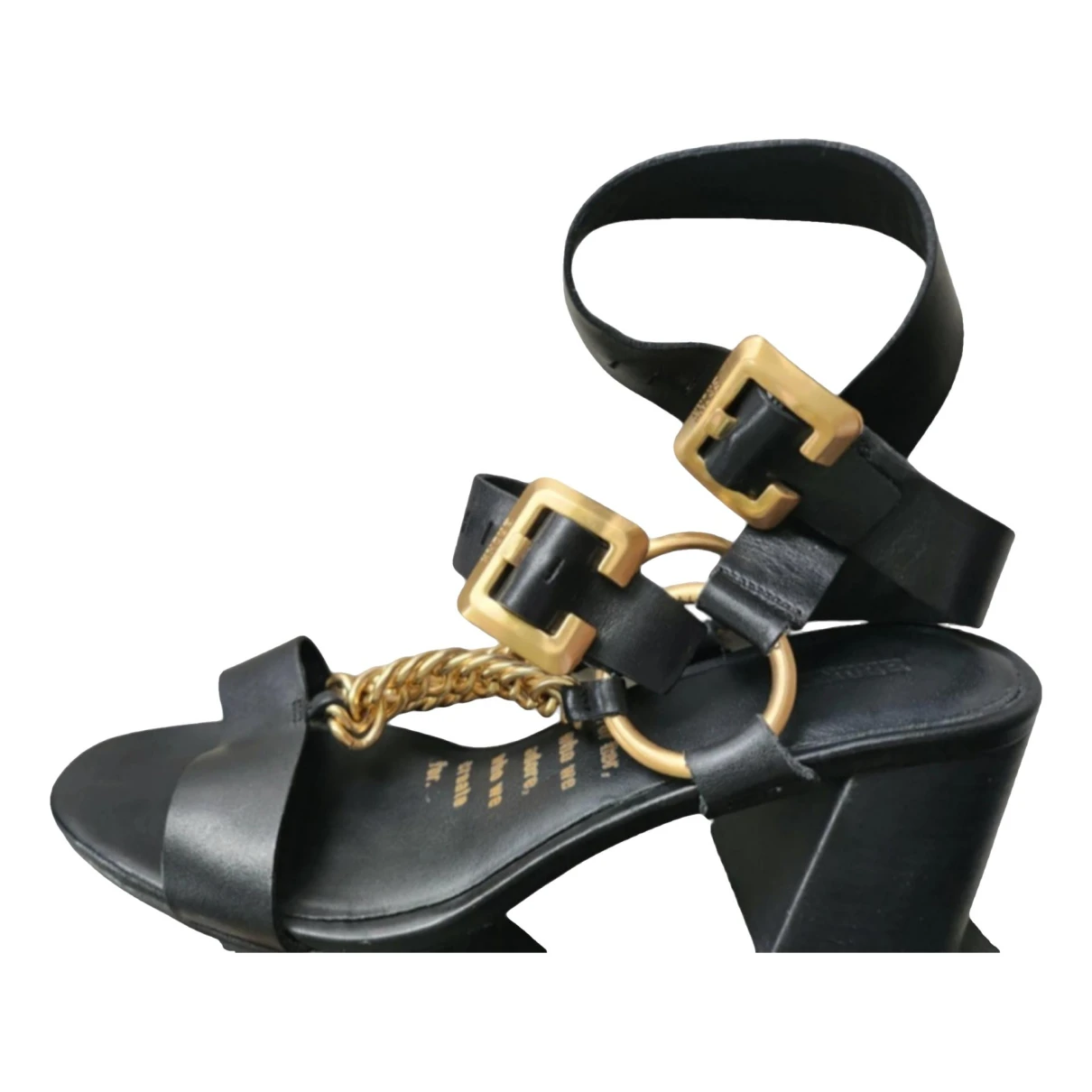 Pre-owned Bronx Leather Sandal In Black