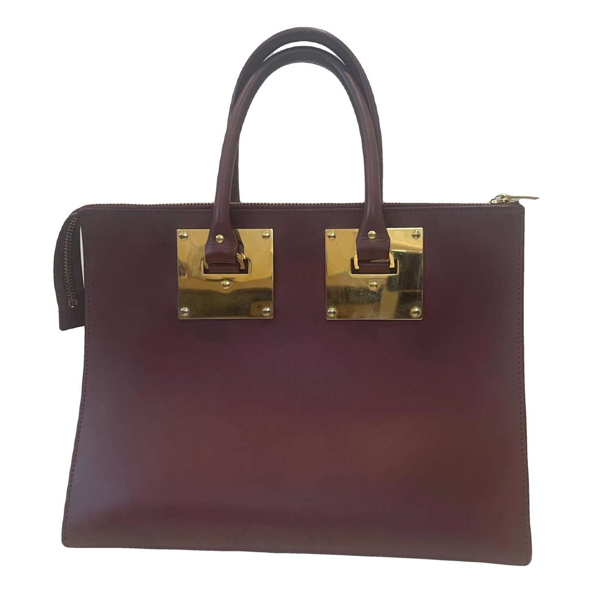 Pre-owned Sophie Hulme Leather Tote In Burgundy