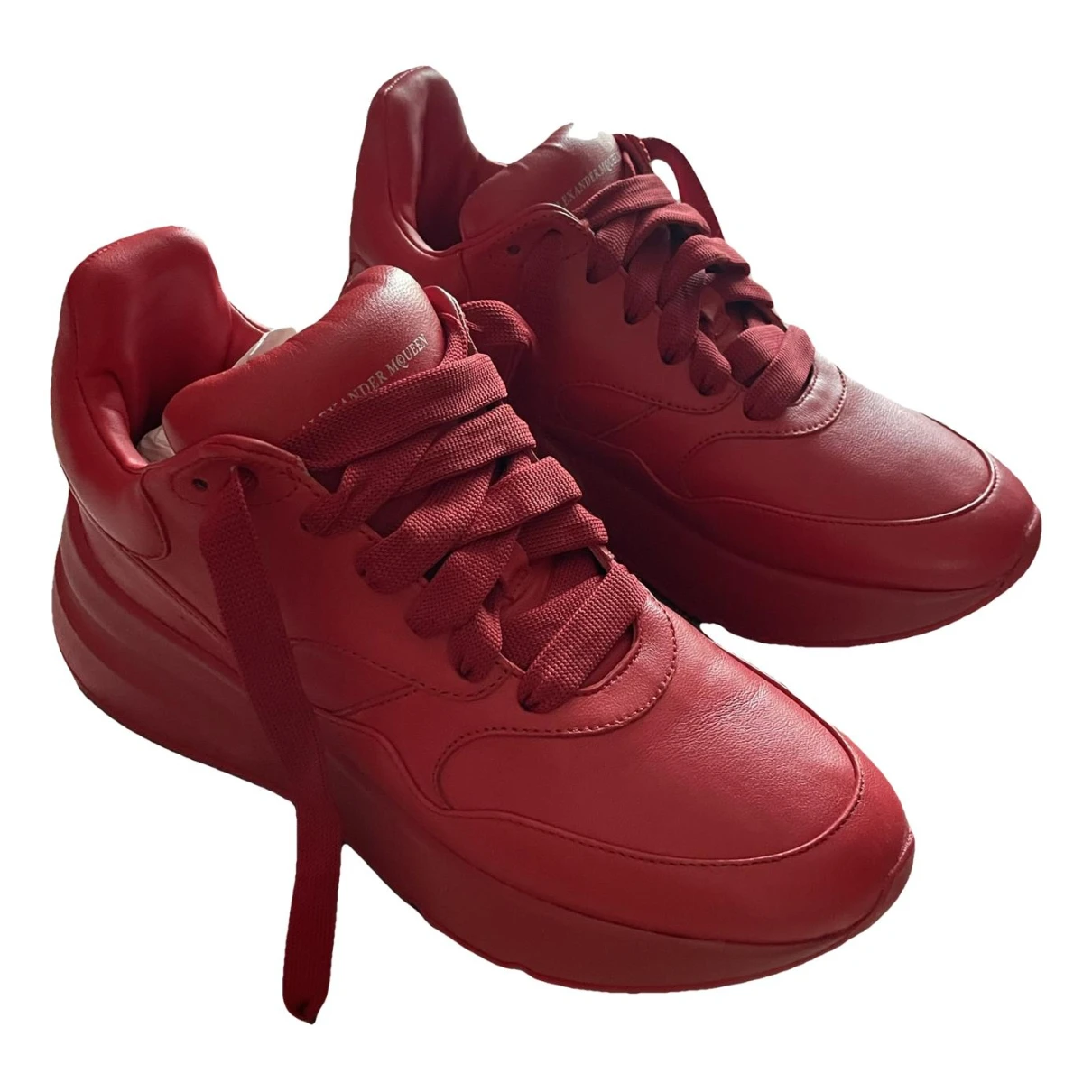 Pre-owned Alexander Mcqueen Sprint Runner Leather Trainers In Red
