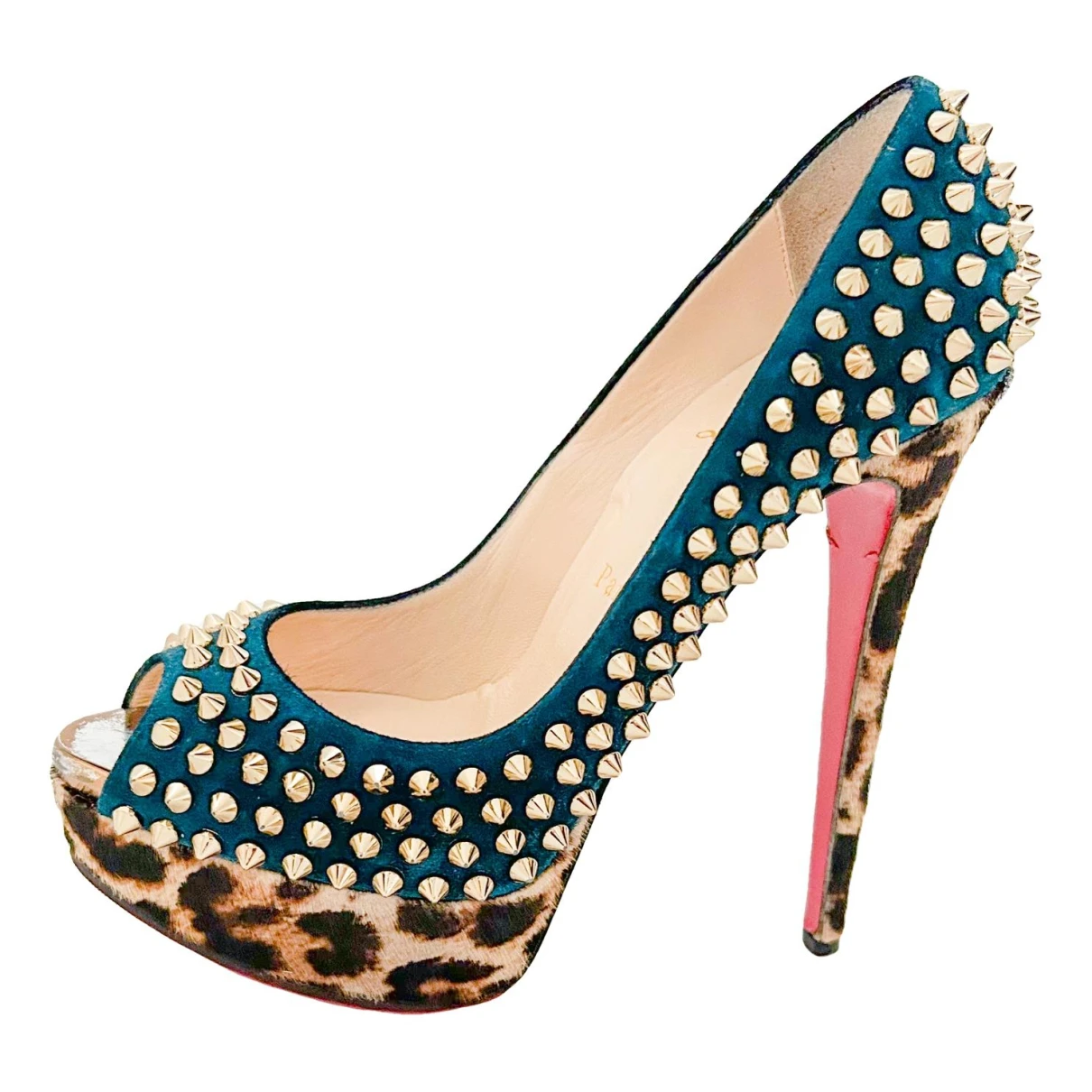 Pre-owned Christian Louboutin Lady Peep Heels In Multicolour